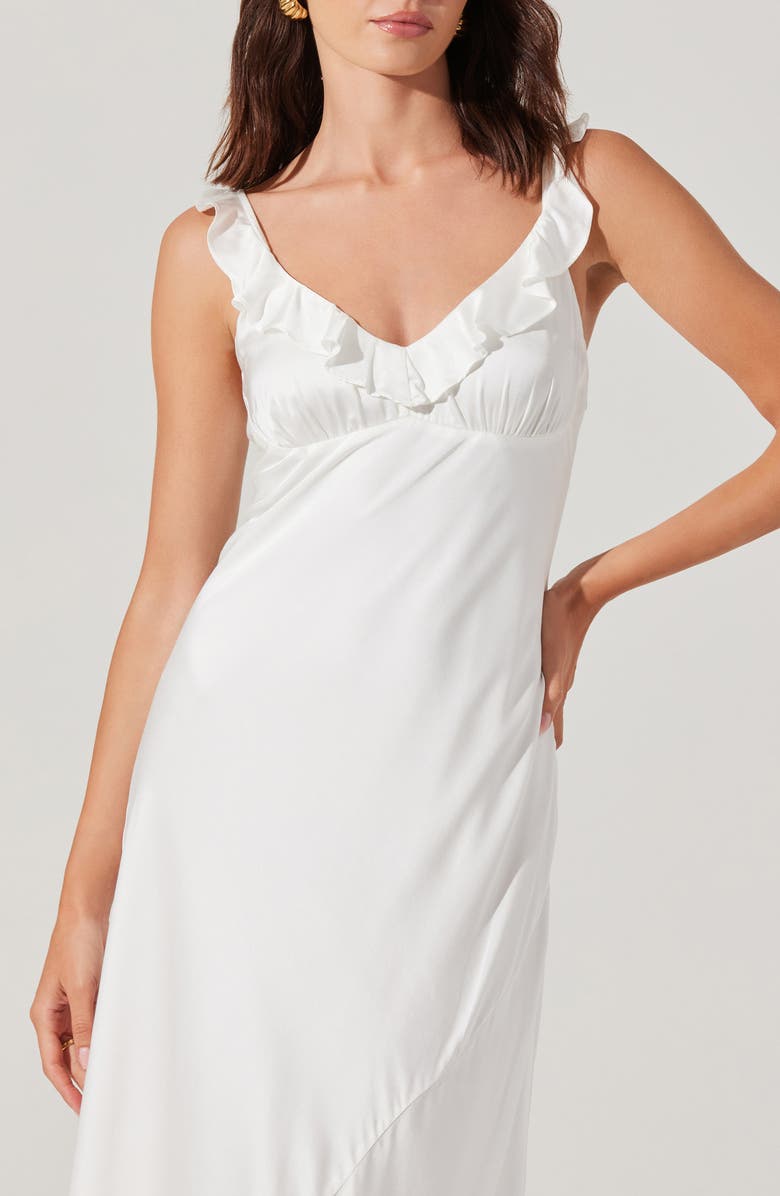 ASTR the Label Zoie Ruffle Neck Satin Slipdress, Alternate, color, White