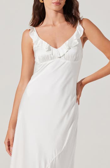 Zoie Ruffle Neck Satin Slipdress