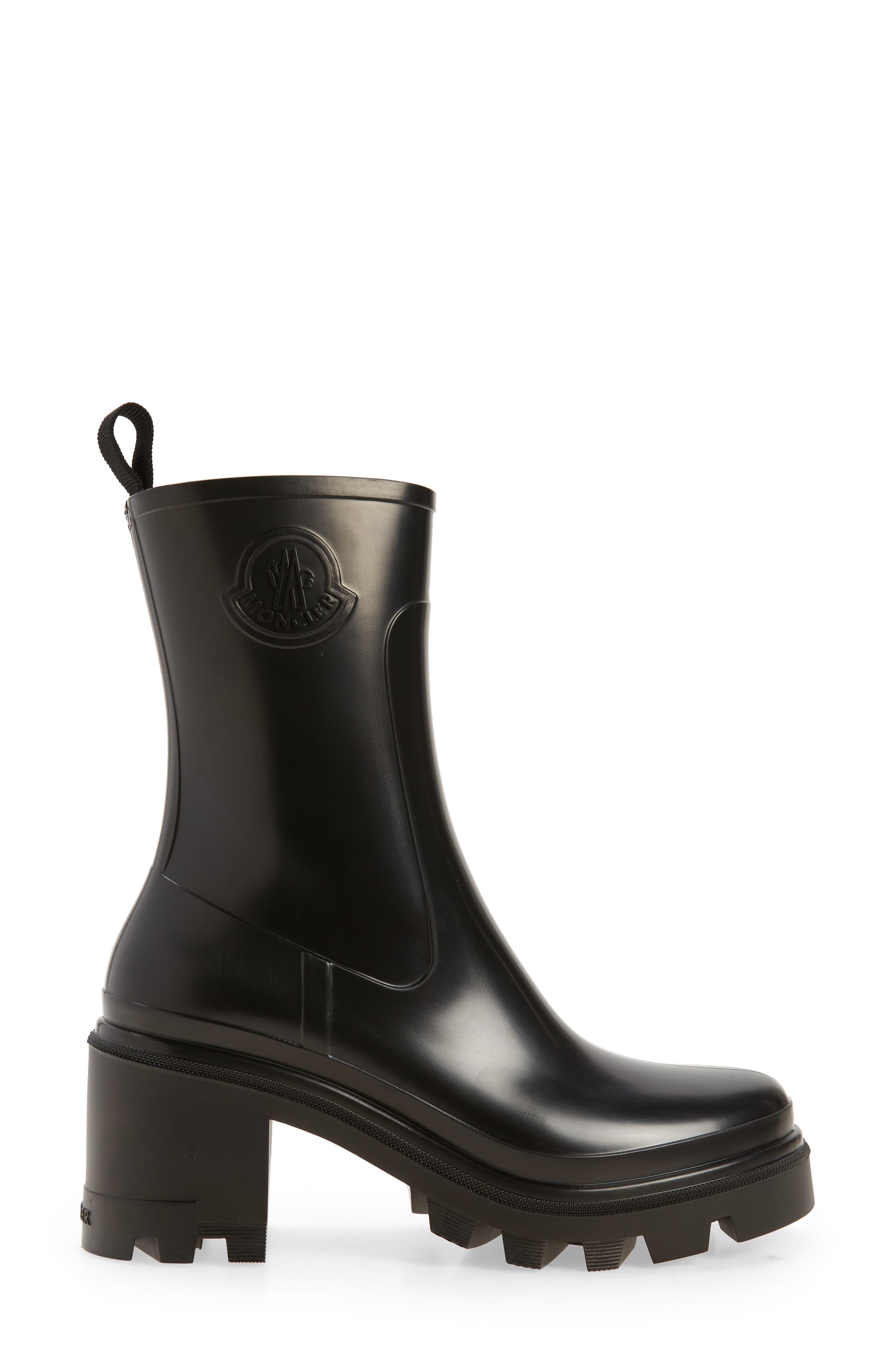 Moncler Loftgrip Block Heel Waterproof Rain Boot, Alternate, color, 