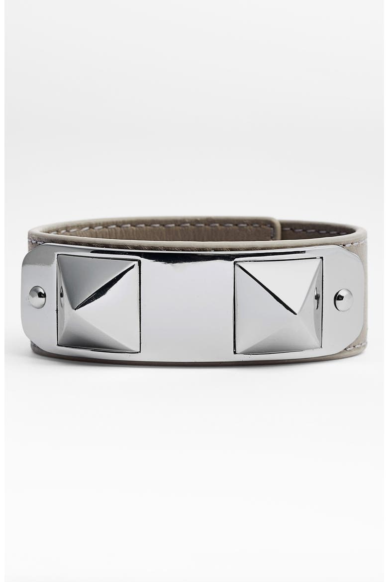 Leather Bracelet, Main, color, GREY SLEET/ SILVER