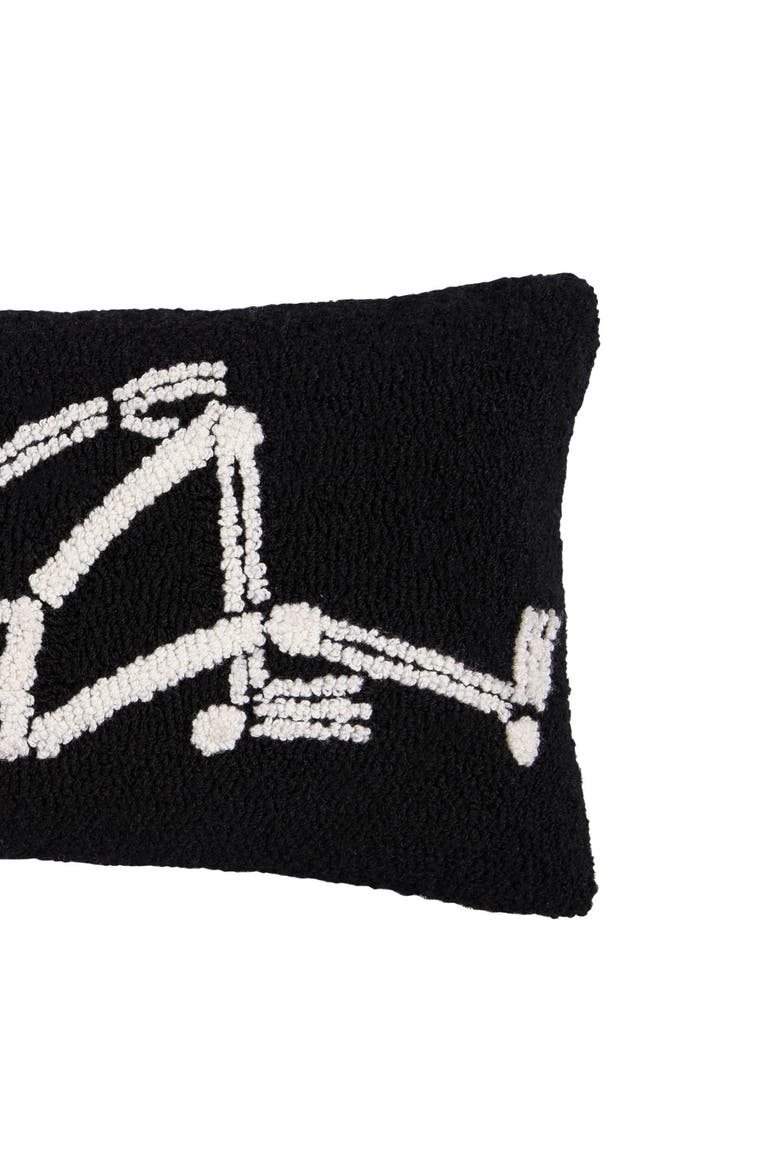 Relaxed Pose Skeleton Halloween Hooked Accent Pillow 12" x 24", Alternate, color, Black