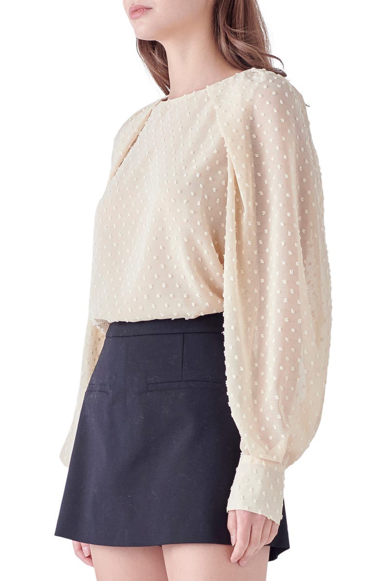 English Factory Swiss Dot Top, Alternate, color, Cream