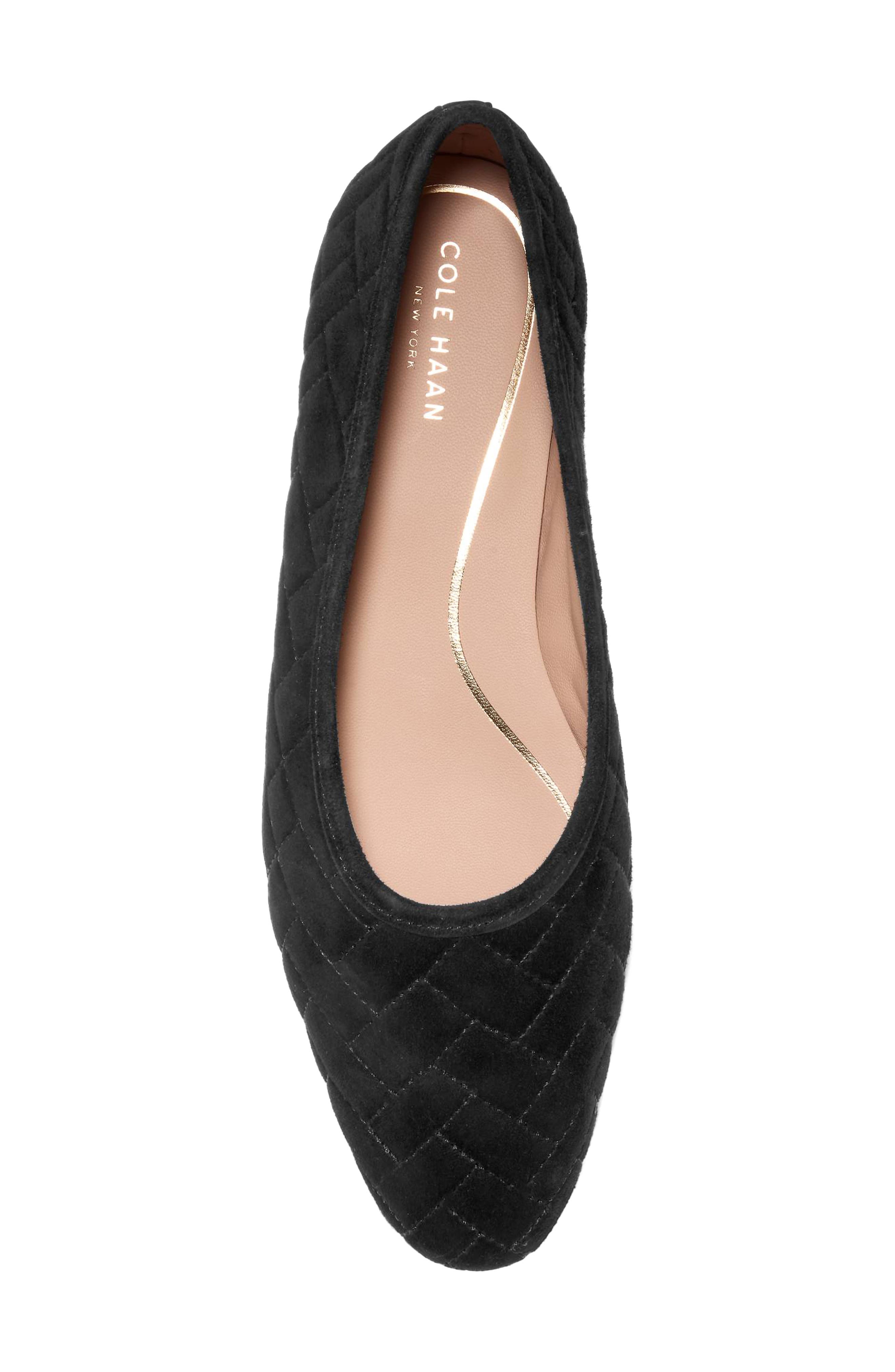 Cole Haan Jasleen Quilted Ballet Flat, Alternate, color, Black Quilted Suede