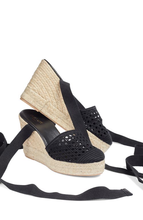 Lk Bennett Magnolia Ankle Wrap Wedge Sandal In Black