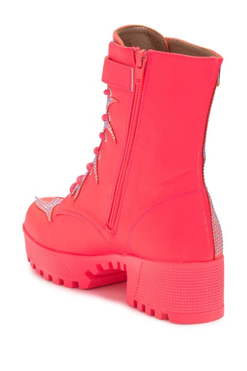Chase & Chloe Chase And Chloe Rhinestone Lug Sole Combat Boot