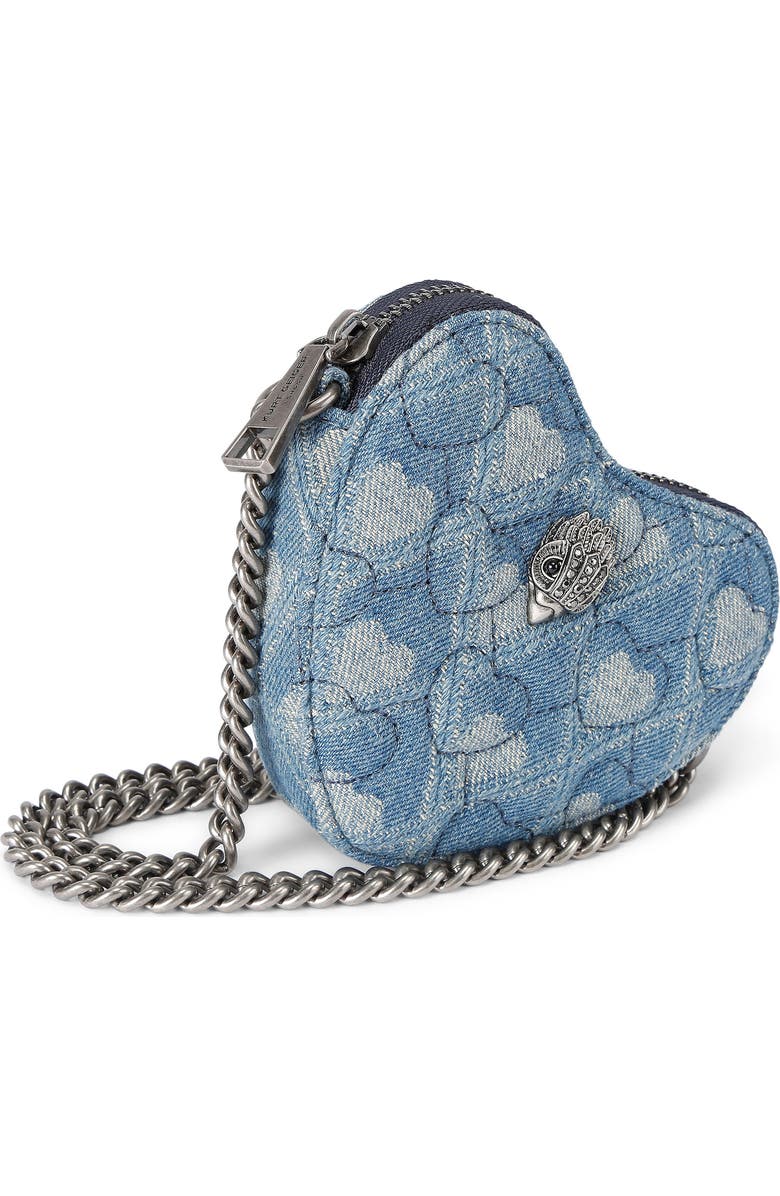 Kurt Geiger London Micro Heart Quilted Denim Crossbody Bag, Alternate, color, Dark Blue