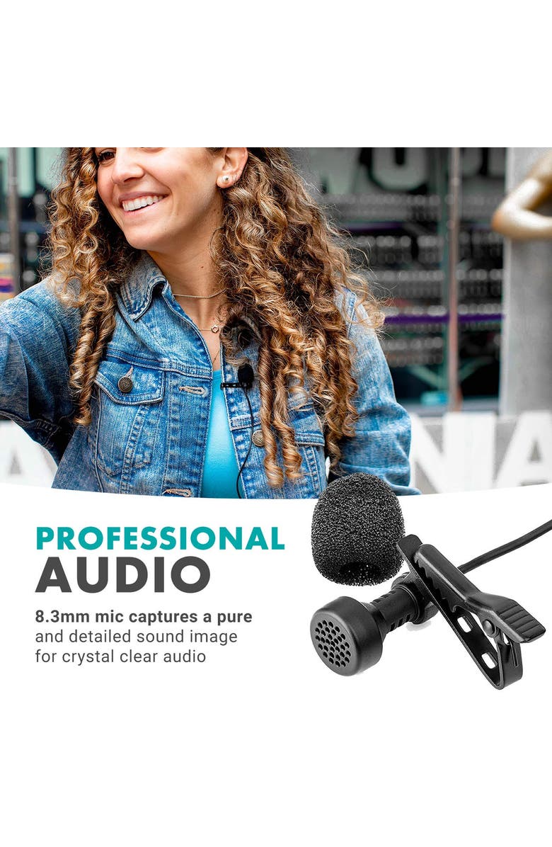 MOVO LV-6 Pro Grade Omnidirectional and Cardioid XLR Lavalier Condenser Microphone Set, Alternate, color, Black