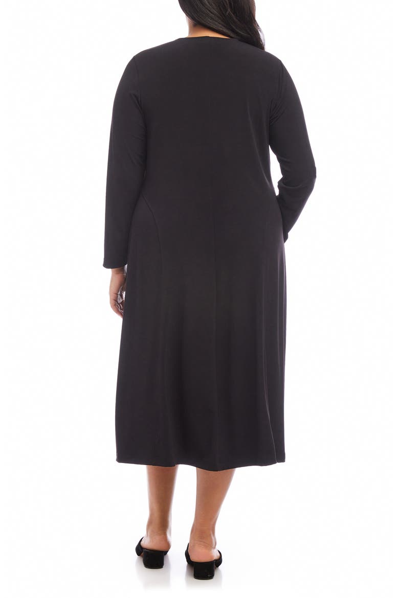Kate Long Sleeve Travel Jersey Midi Dress, Alternate, color, BLACK