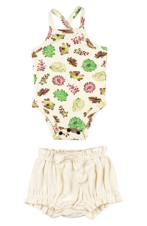 L'ovedbaby Print Organic Cotton Tank Bodysuit & Bloomers Set In Neutral