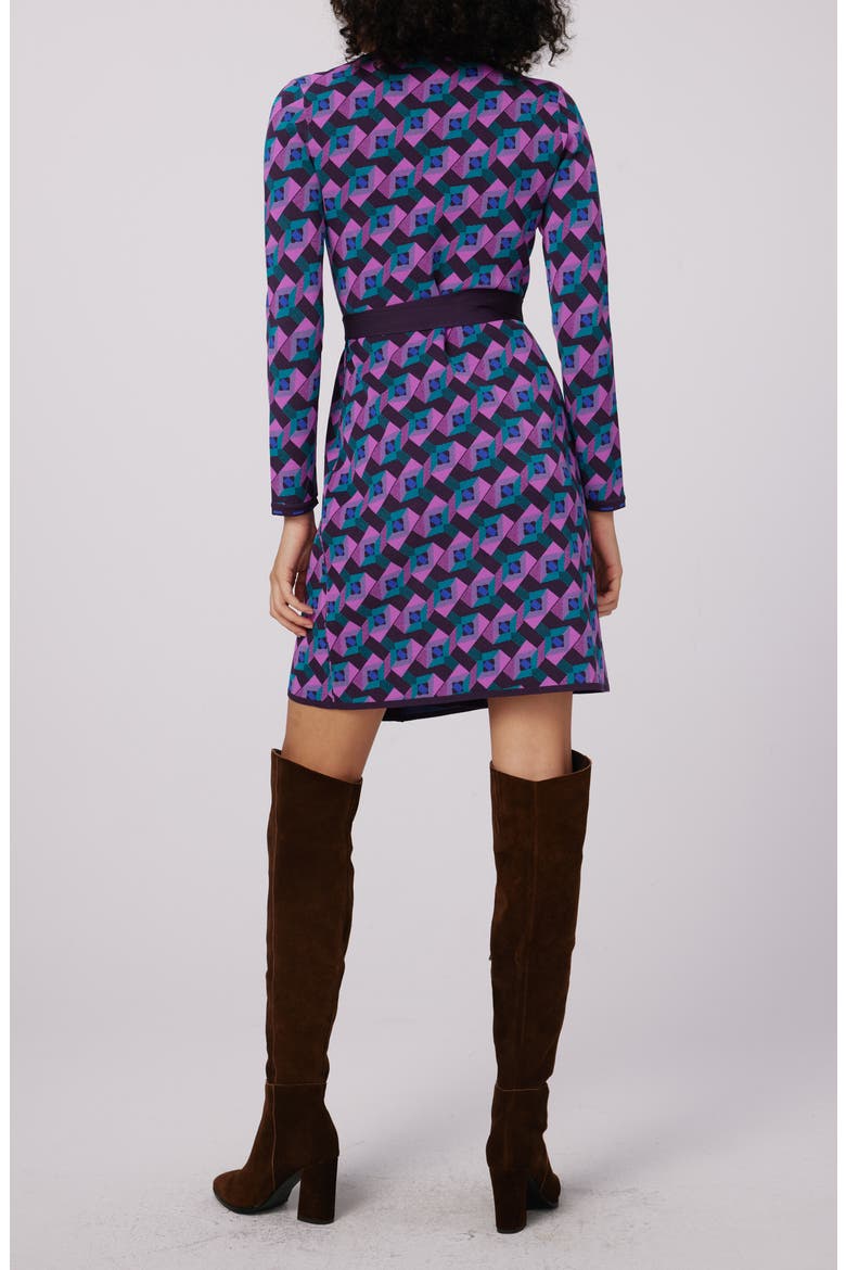 Edwina Geo Print Long Sleeve Wrap Dress, Alternate, color, STAGE BOSS PINK