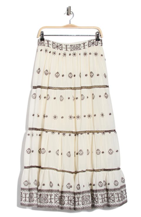 Embroidered Tiered Cotton Skirt