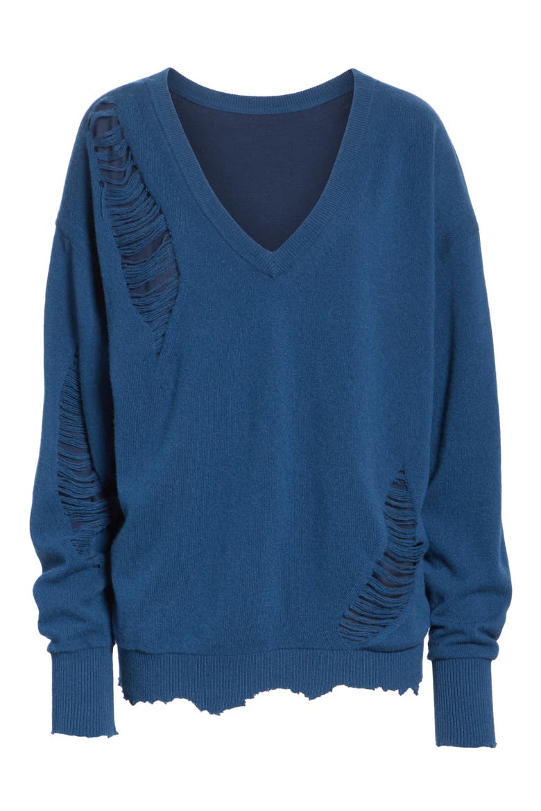 Distressed Wool Sweater, Alternate, color, WAVE