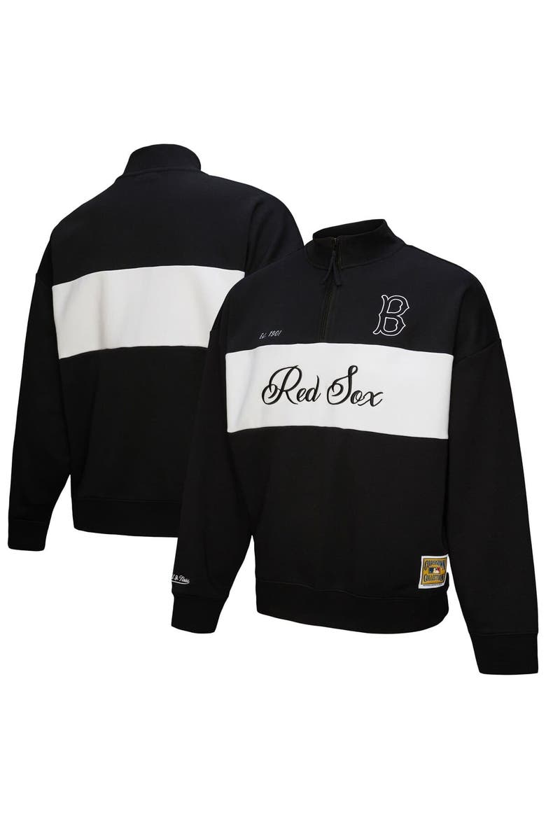 Women's Mitchell & Ness Black Boston Red Sox Quarter-Zip Pullover Top, Main, color, Black