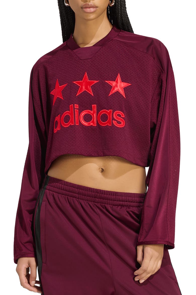 Mesh Cropped Hockey Jersey, Main, color, MAROON