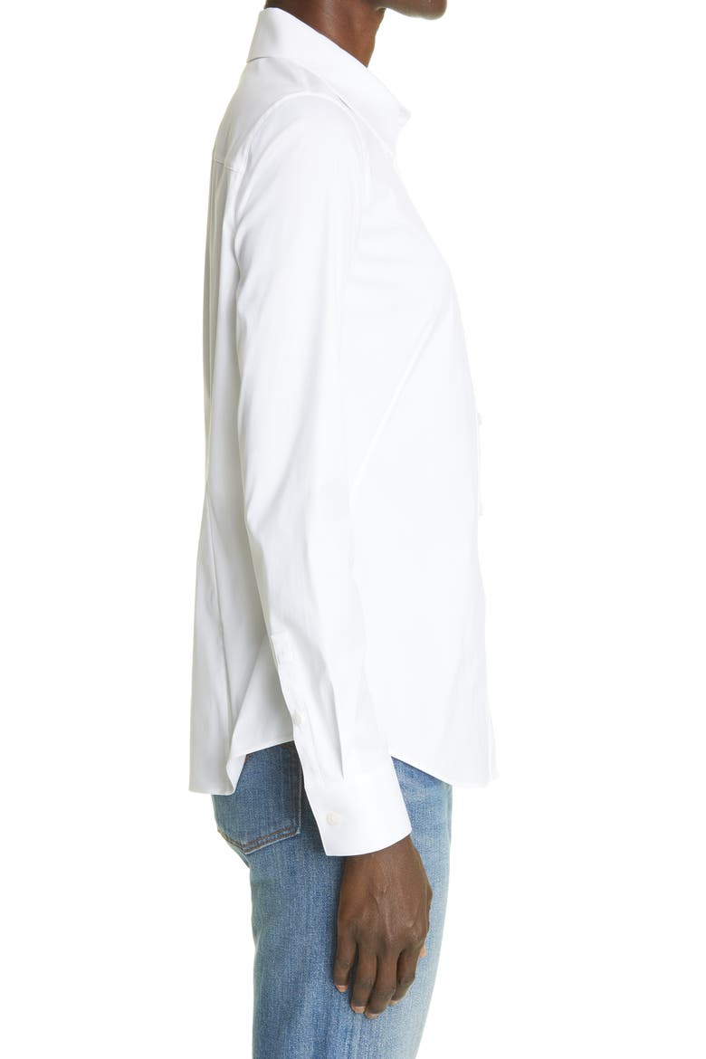 New York Kennedy Solid White Stretch Button-Up Shirt, Alternate, color, WHITE