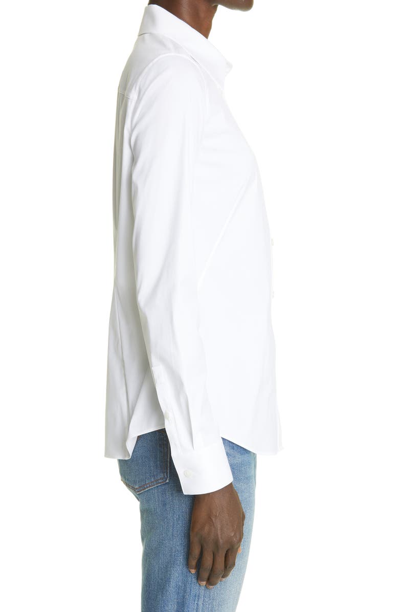 Lafayette 148 New York New York Kennedy Solid White Stretch Button-Up Shirt, Alternate, color,