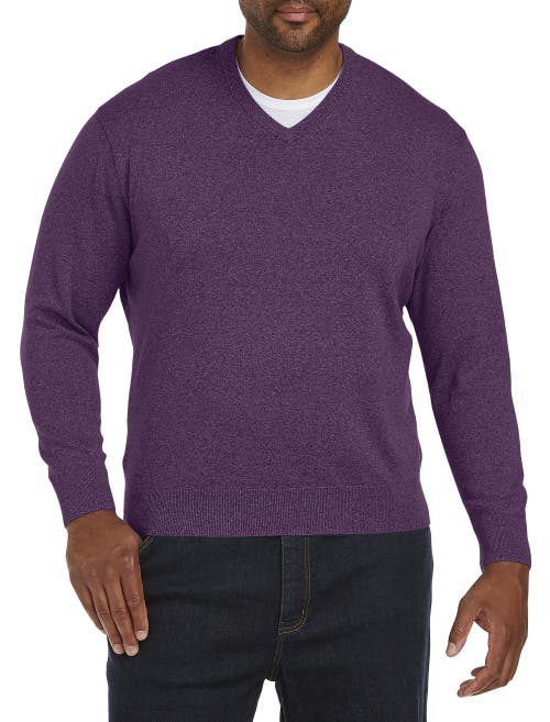 Harbor Bay By Dxl Big & Tall V-neck Pullover In Purple