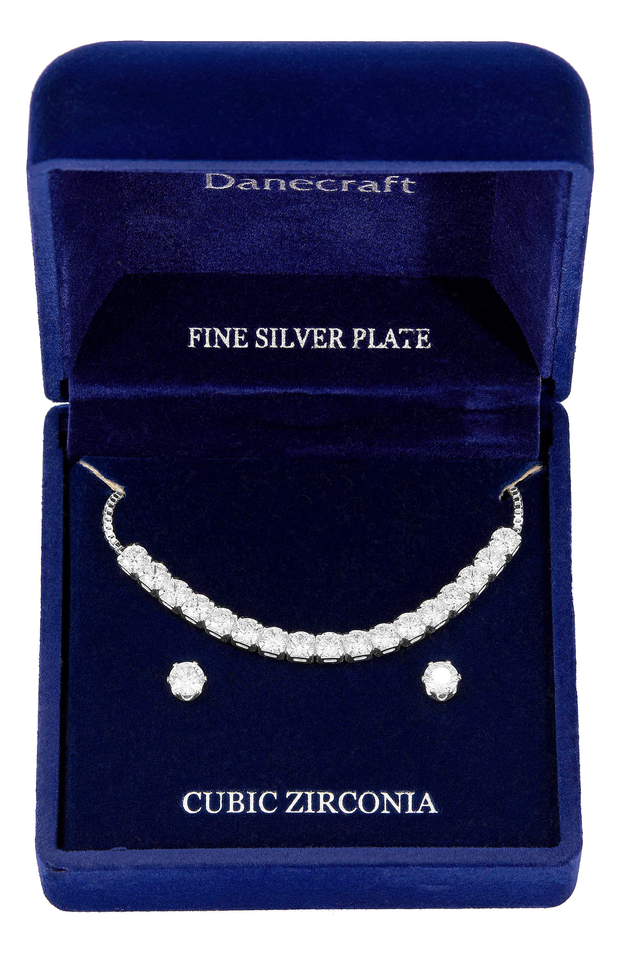 Danecraft CZ Tennis Necklace & Earrings Set