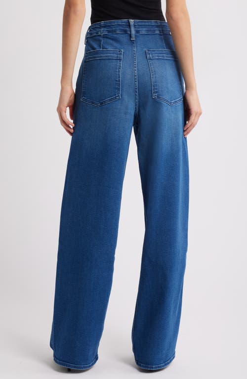 Mother The Major Sneak Roller High Waist Wide Leg Pants In Blue