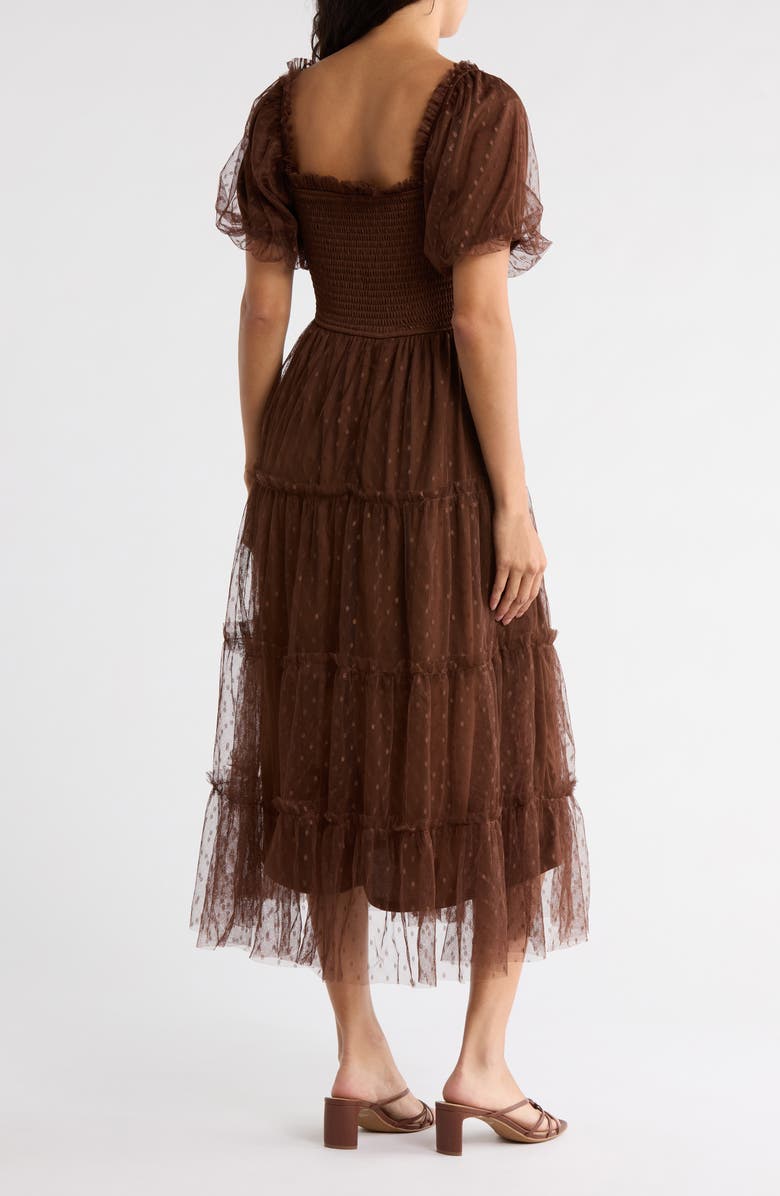 Blu Pepper Puff Sleeve Midi Dress, Alternate, color, 