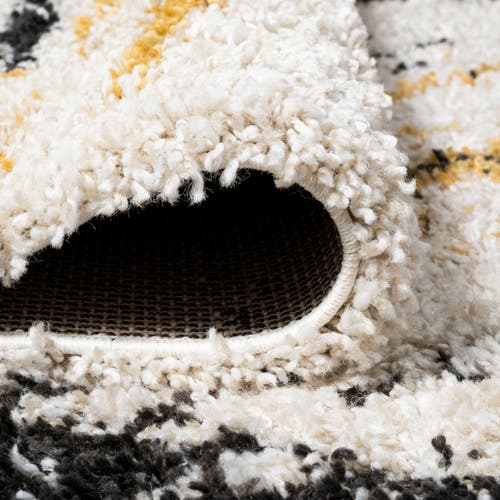 Jonathan Y Nova Modern Bold Strie' Shag Area Rug In Beige/black/yellow