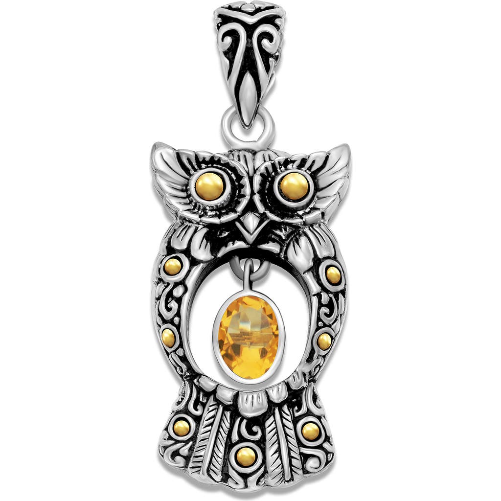 Samuel B. Two-tone Citrine Owl Pendant In Yellow
