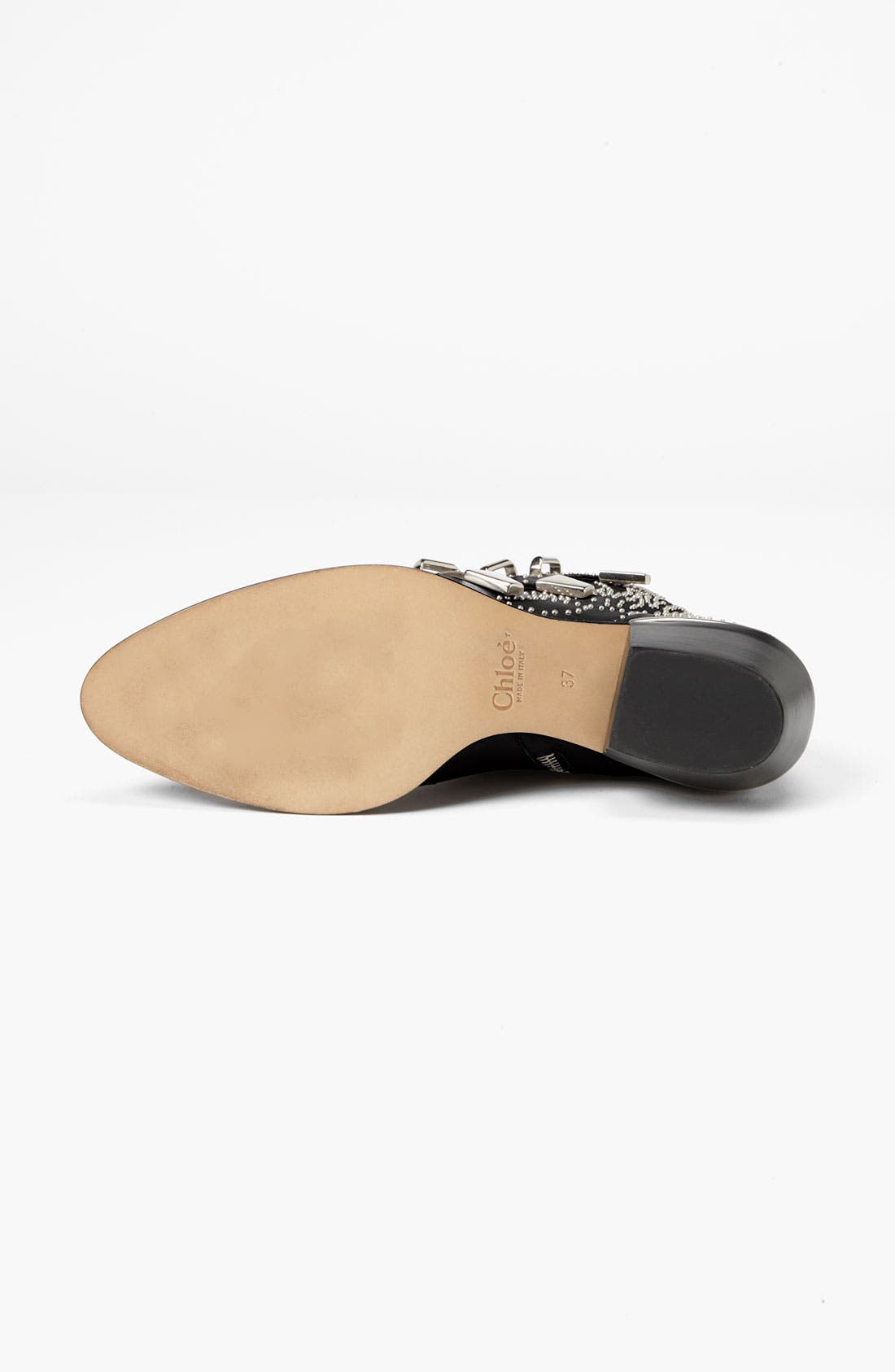 'Suzanna' Stud Buckle Bootie, Alternate, color, BLACK