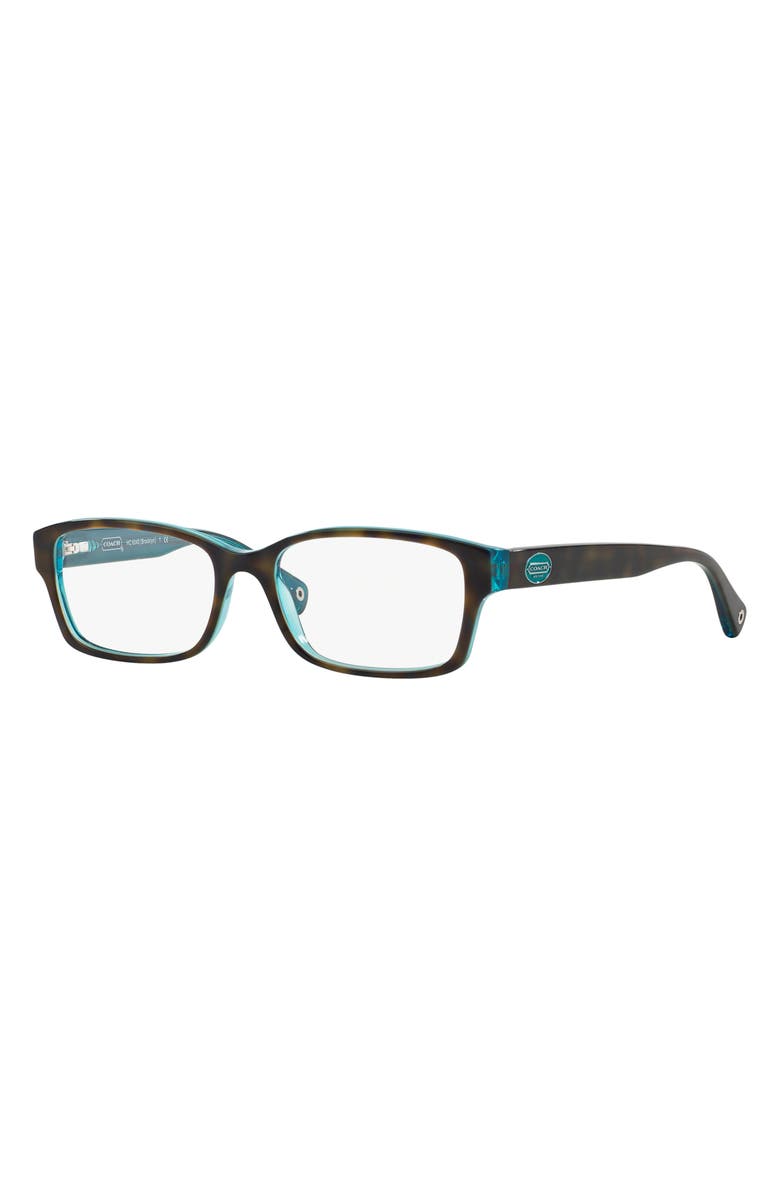 COACH Brooklyn 52mm Rectangular Optical Glasses, Alternate, color, Dark Tortoise