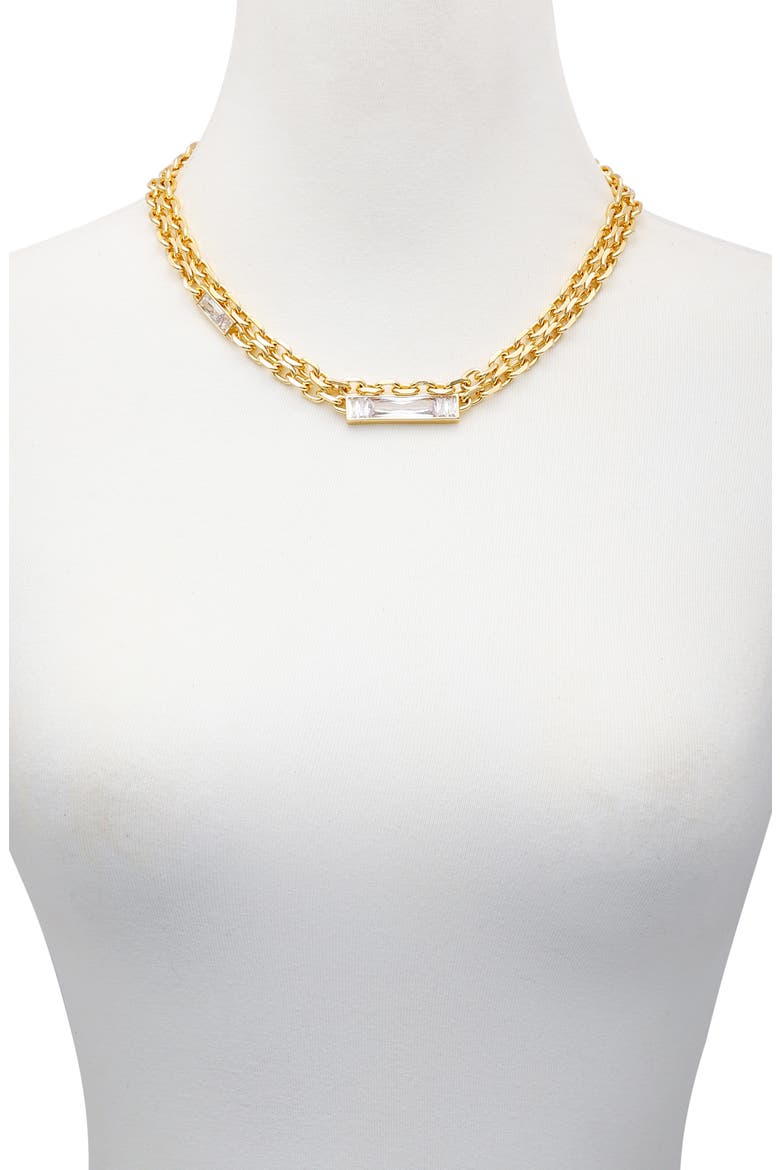 Crystal Layered Chain Necklace, Alternate, color, GOLD TONE