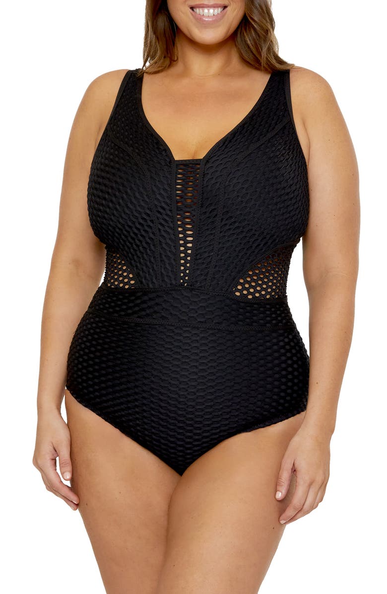 Becca Etc. Castaway One-Piece Swimsuit Plus), Main, color, Black