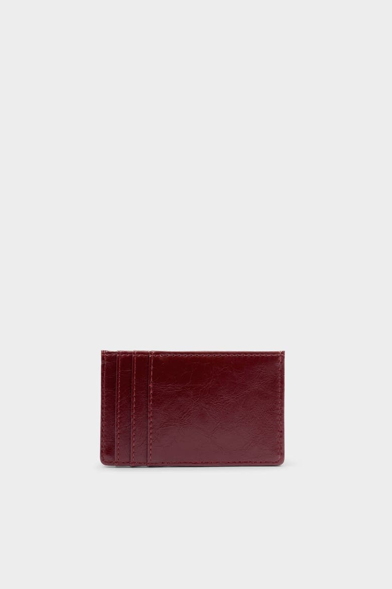 Laila Patent Crackle Card Holder, Alternate, color, RED
