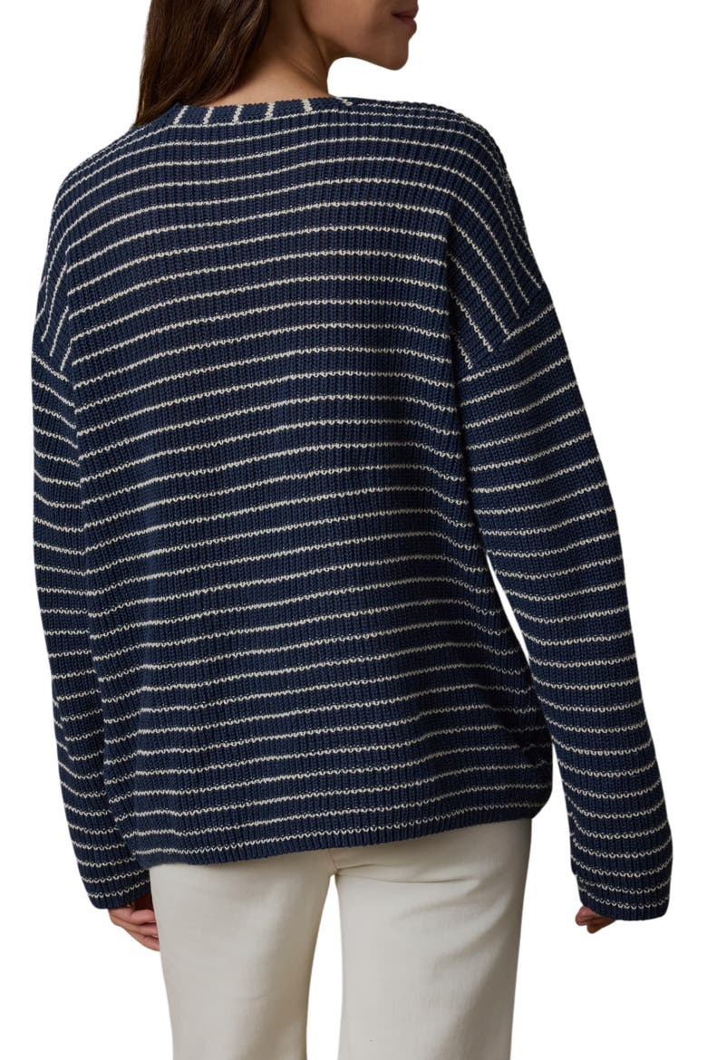 Miramar Stripe Deep V-Neck Sweater, Alternate, color, NAVY STRIPE