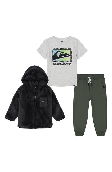 Kids' Silky Faux Shearling Hoodie, T-Shirt, & Joggers Set (Little Kid)