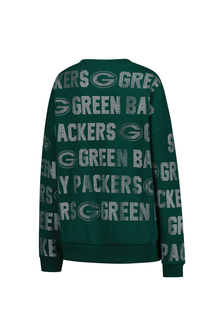 Women's Gameday Couture Green Green Bay Packers Oversized Hype Era Rhinestone Text Sweatshirt, Alternate, color, Green