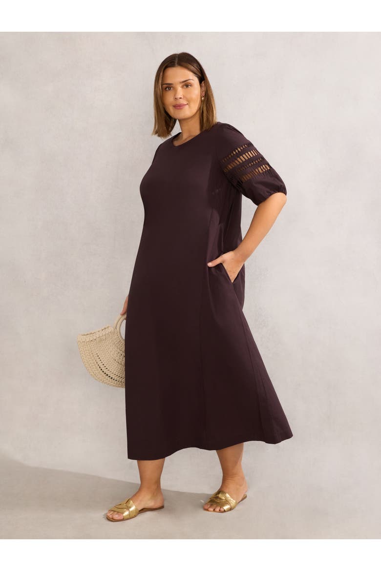 Puff Sleeve Midaxi Dress, Alternate, color, Chocolate