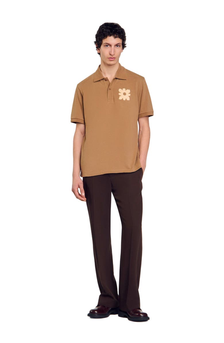 SANDRO Polo shirt with flower patch, Alternate, color, 