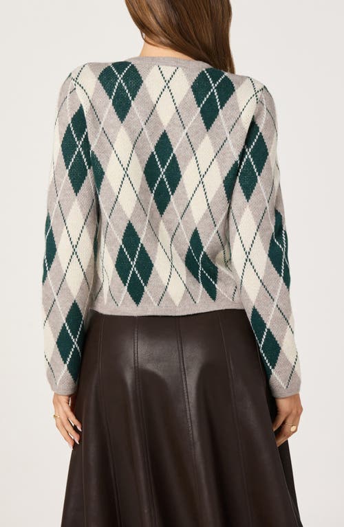 Astr The Label Argyle Cardigan In Gray