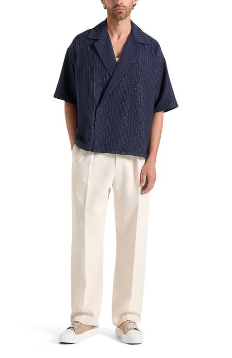 Abel Boxy Pinstripe Double Breasted Shirt