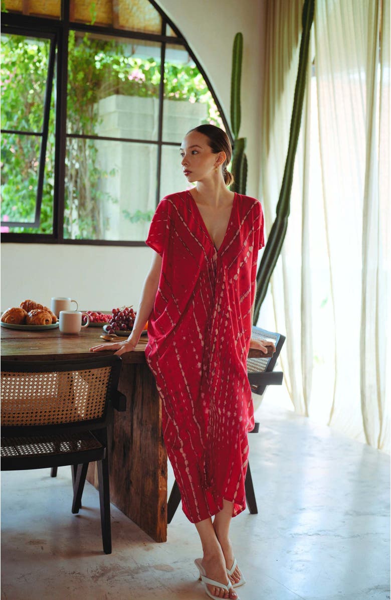 PINK HALEY Madella Hand Dyed Kaftan Dress, Alternate, color, Red