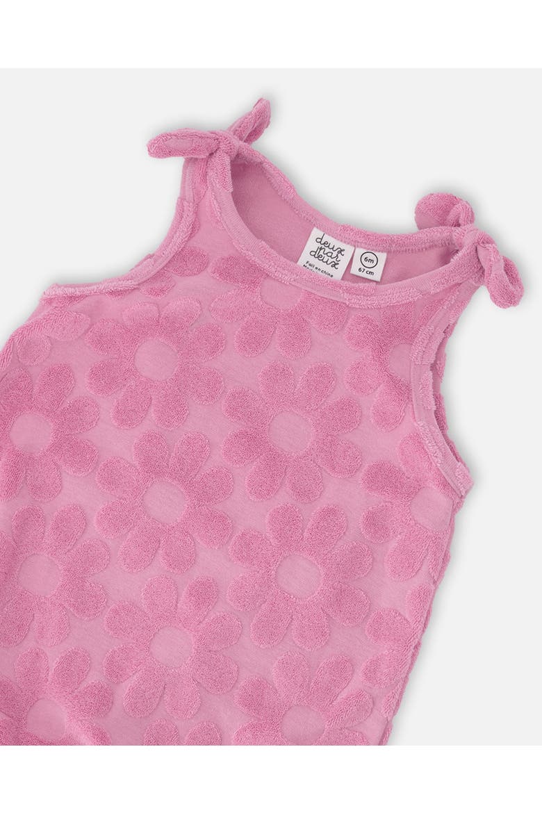 Terry Cloth Sleeveless Romper with Bows, Alternate, color, Pink