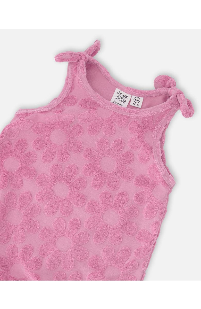 Deux par Deux Terry Cloth Sleeveless Romper with Bows, Alternate, color, Pink