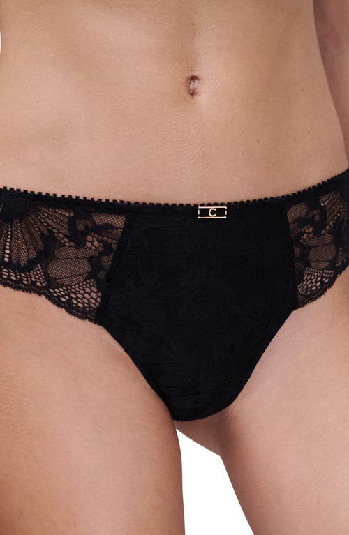Chantelle Lingerie Muse Lace Trim Thong In Black