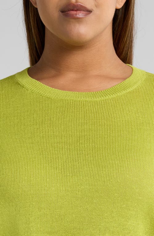 Eileen Fisher Petite Crewneck Linen T-shirt In Chartreuse