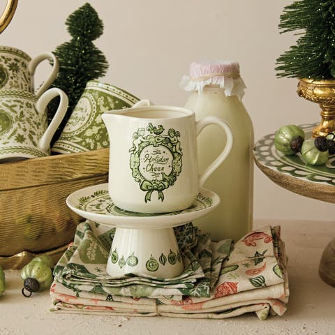 Artisan Stoneware Holiday Pedestal