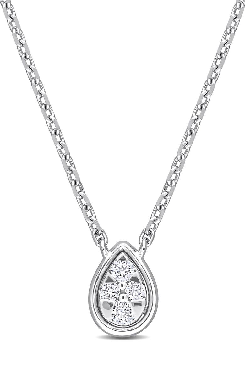 DELMAR Diamond Teardrop Pendant Necklace - 0.06ct., Main, color, Silver