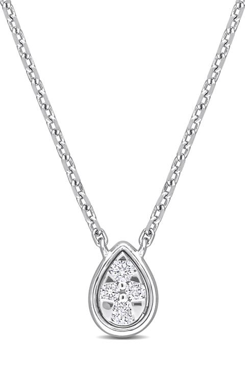 Diamond Teardrop Pendant Necklace - 0.06ct.