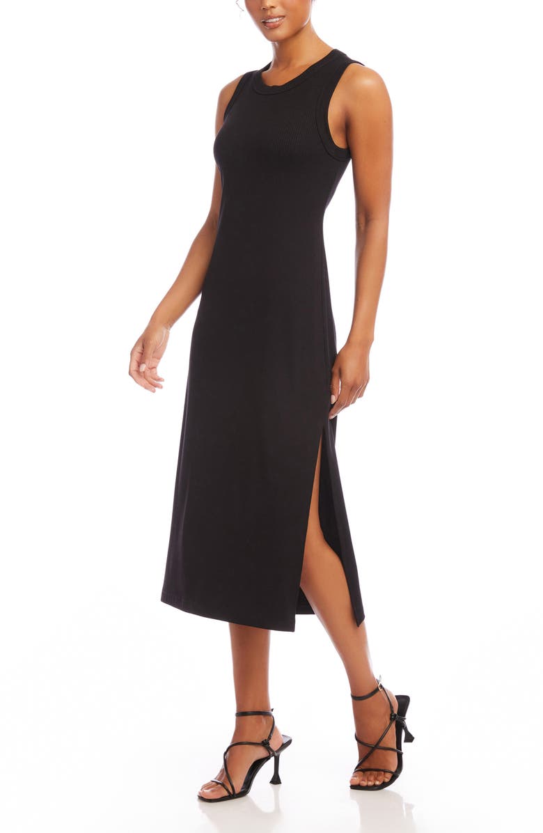 Karen Kane Sleeveless Rib Midi Dress, Alternate, color, Black