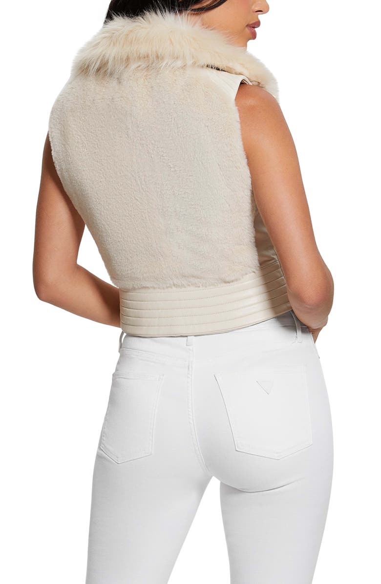 GUESS Jodie Faux Fur Vest, Alternate, color, Pearl Oyster Multi