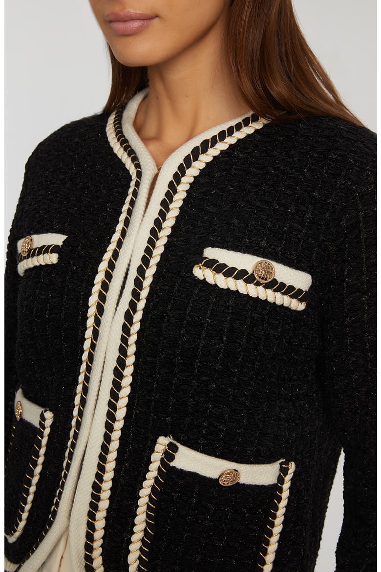 The Koka Metallic Cardigan, Alternate, color, NOIR BLACK/ SKY WHITE