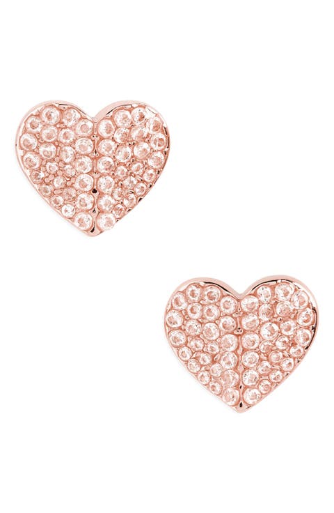 kate spade new york pavé heart stud earrings